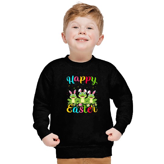 Frog Pet Funny Easter Egg Bunny Frog Happy Easter Sweatshirts