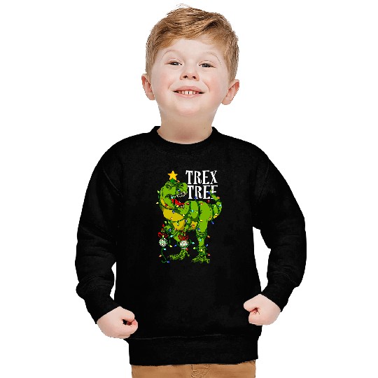 Dinosaur Pet Tree rexs With Christmas Balls And Lighting Sweatshirts