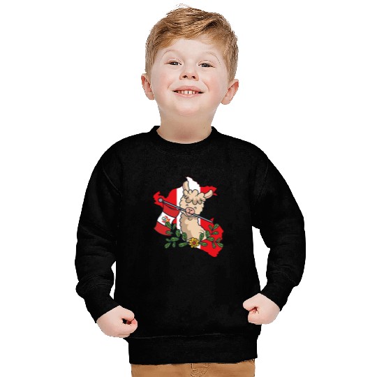 Llama Pet Alpaca Peru Flag Map Saying of lovable Peruvian Sweatshirts