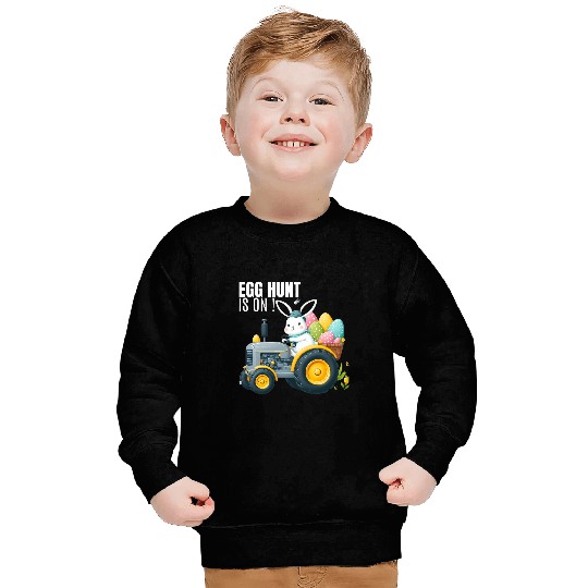 Tractor Fun Funny Egg Hunt Is On Quote Easter Day Bunny Driving Sweatshirts