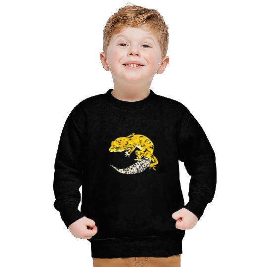 Gecko Pet Drawing Yellow Pet Lizard Kawaii Graphic Sweatshirts
