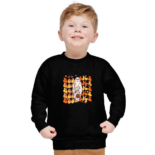 Book Fun booooks groovy cute ghosts book reading halloween 1 Sweatshirts