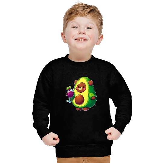 Bear Pet Bear in Avocado Costume Drinking Grape Juice Sweatshirts