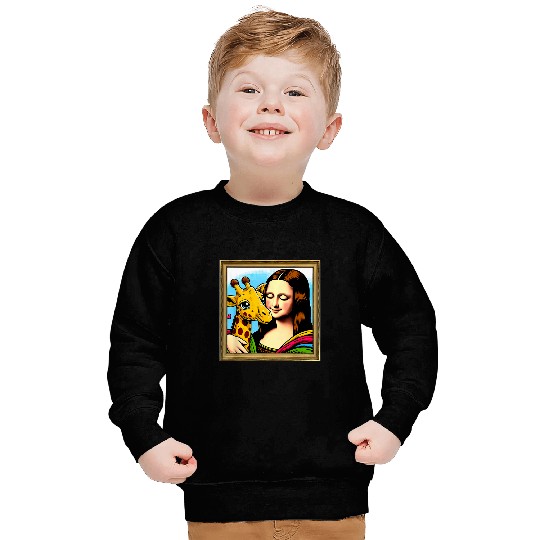 Giraffe Pet Humor Mona Lisa With Giraffe Sweatshirts