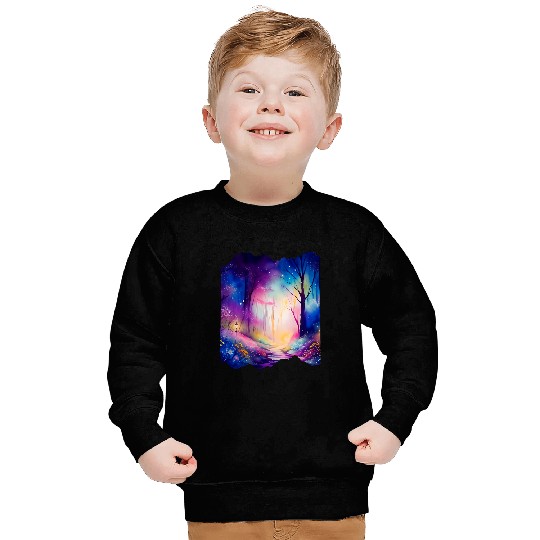 Boho Chic Enchanted Forest Rainbow Watercolor Sky Sweatshirts