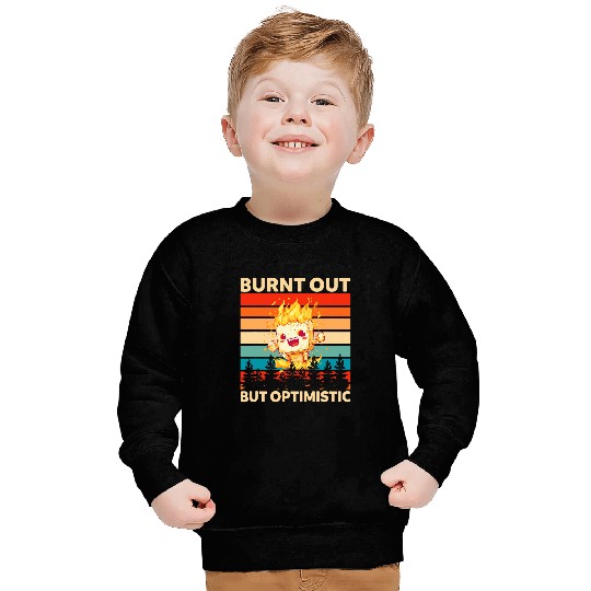 Burnt Out But Optimistic Funny Marshmallow Retro Camping 10 Sweatshirts