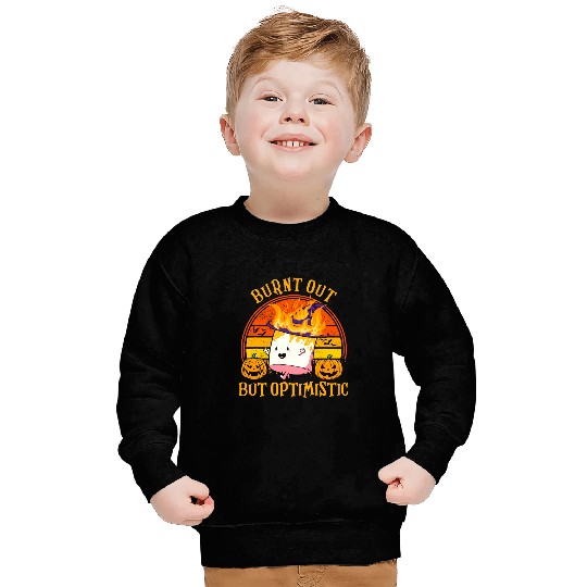 Burnt Out But Optimistic Cute Marshmallow Camping Sweatshirts