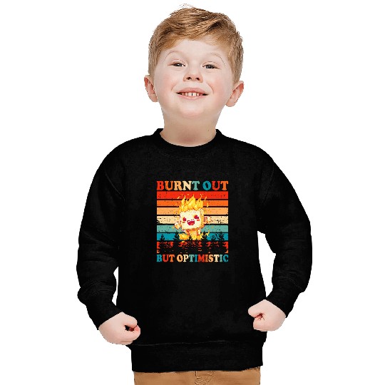 Burnt Out But Optimistic Marshmallow Retro Sunset Camping 2 Sweatshirts