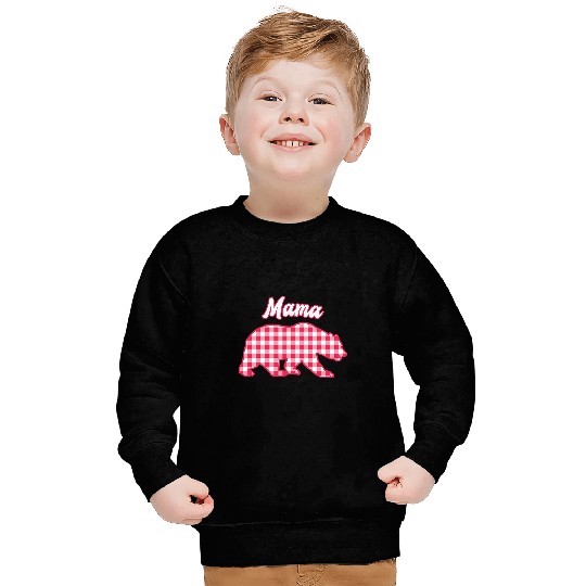 Bear Pet Mama Bear Red Gingham Plaid Sweatshirts