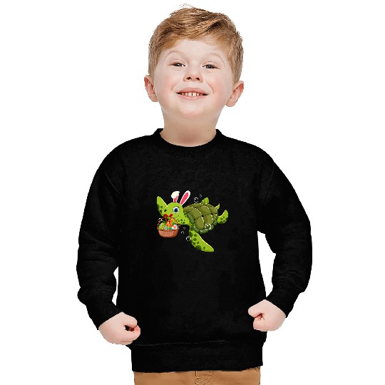 Turtle Pet Cute Bunny Turtle Hold Easter Eggs Basket Happy Easter Day Sweatshirts