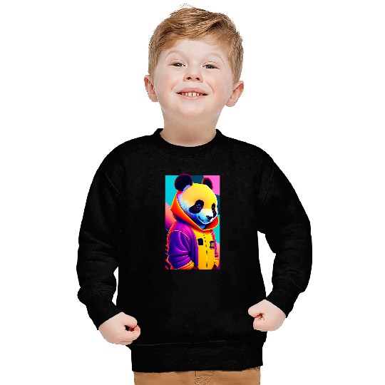 Panda Pet 60s Cartoon Style Panda Bear Underground Far Off Galaxy Sweatshirts