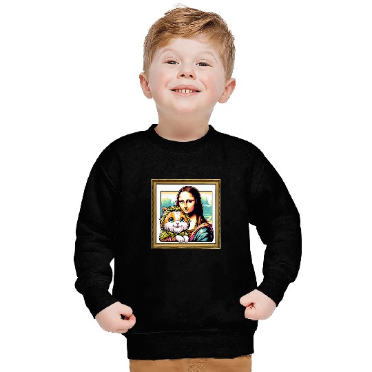 Lion Pet Humor Mona Lisa With Lionhead Rabbit Sweatshirts