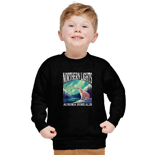 Bear Pet Northern Lights Aurora Borealis Polar Bear Sweatshirts