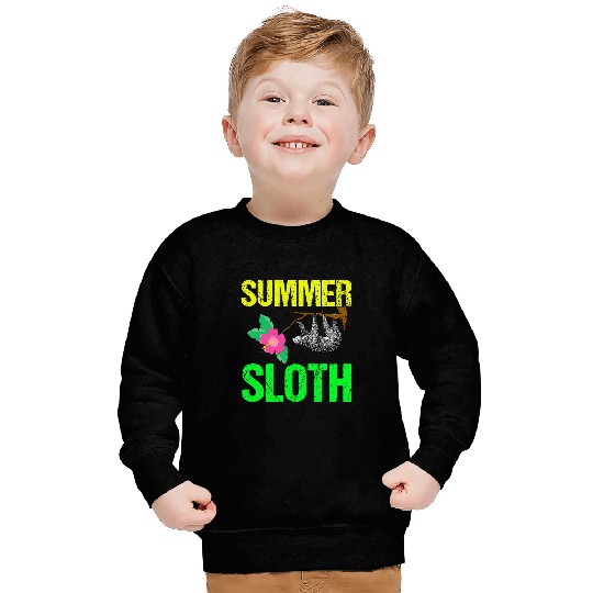 Sloth Pet Cute Summer Sloth Hibiscus Flower Sweatshirts