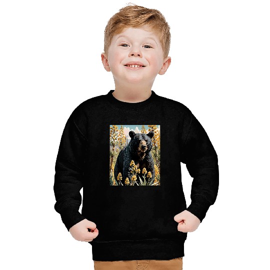 Bear Pet Black Colored Bear Surrounded By Yucca flower New Mexico 4 Sweatshirts