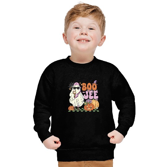 Coffee Fun Boojee ghosts Drinking Coffee Spooky Halloween Pumpkin Sweatshirts