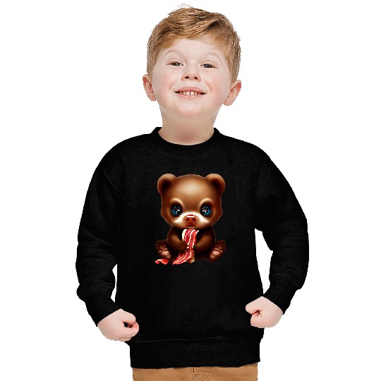 Bear Pet Cute Bear Eating Bacon Bear loves Crispy Bacon Sweatshirts