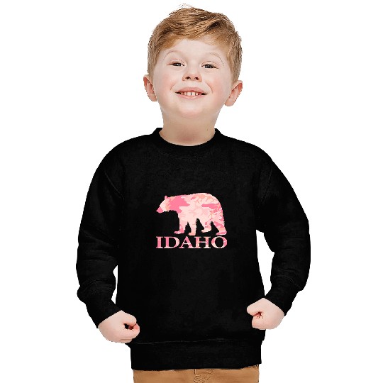 Bear Pet Hunt Idaho State Pink Camo Sweatshirts
