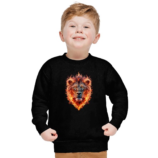 Lion Pet Face in Flames Sweatshirts