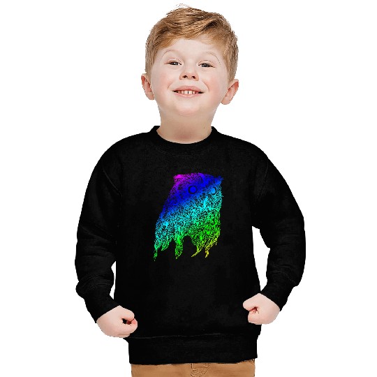 Owl Pet Teal Gradient Hand Drawn Colorful Owl Bohemian Graphic Sweatshirts