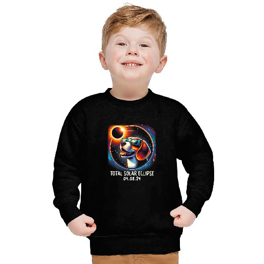 Solar Eclipse Beagle Wearing Glasses Pet April 8 2024 1 Sweatshirts