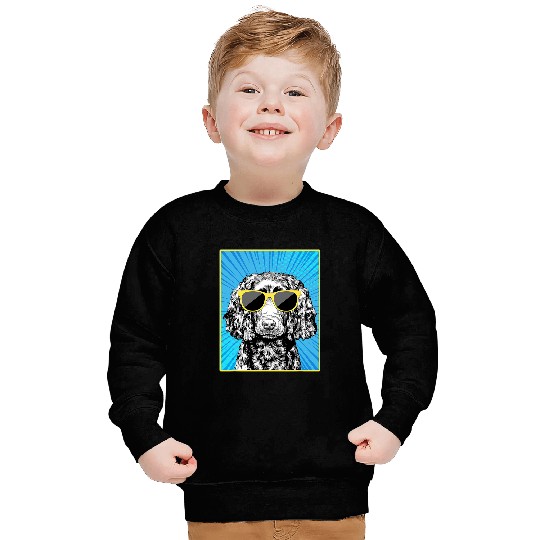 Boykin Spaniel Portrait Pop Art Dog with Sunglasses Sweatshirts
