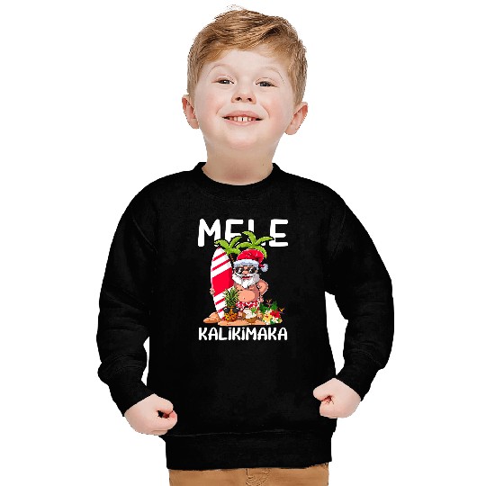 Surf Life Mele Kalikimaka Hawaiian Christmas Hawaii Surfing Santa 3 Sweatshirts