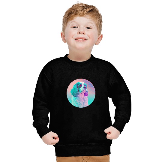 Cavalier King Charles Spaniel Vaporwave Retrowave Aesthetic Sweatshirts