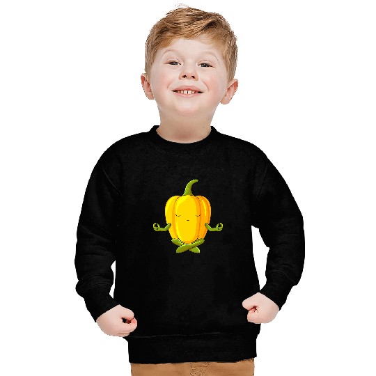 Lacrosse Gift Funny Yoga Vegetable Meditating Bell Pepper Sweatshirts