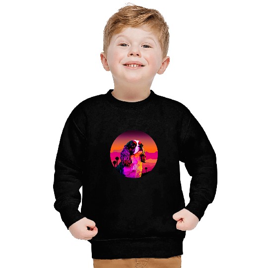 Cavalier King Charles Spaniel Synthwave 80s Retrowave Sweatshirts