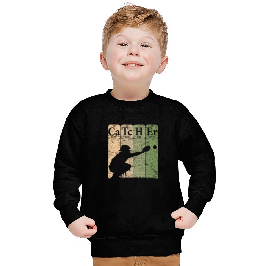 Baseball Periodic Table Elements Nerd Baseball Catcher Retro Sweatshirts