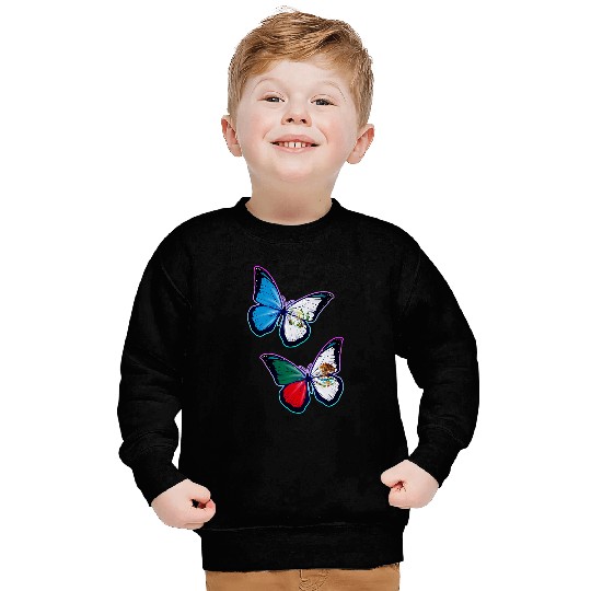 Mexico and Guatemala bicultural roots  Butterfly version Sweatshirts