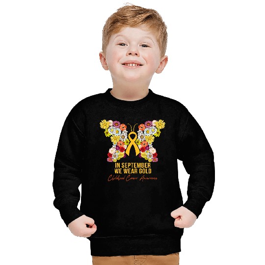 Pediatric Oncology floral butterfly september we wear gold Sweatshirts