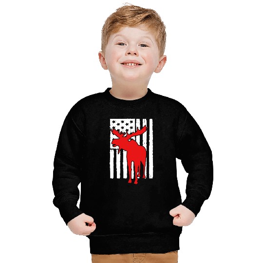 USA American Flag Moose Theme Idea For Elk Lovers Sweatshirts