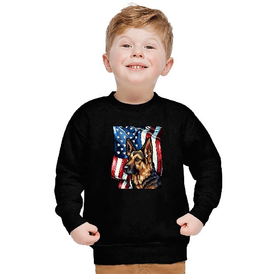 Patriotic German Shepherd American Flag Sweatshirts