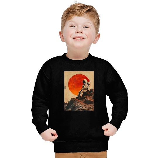 Setting Sun Lonely Astronaut Surreal Collage Art Collagewave Sweatshirts
