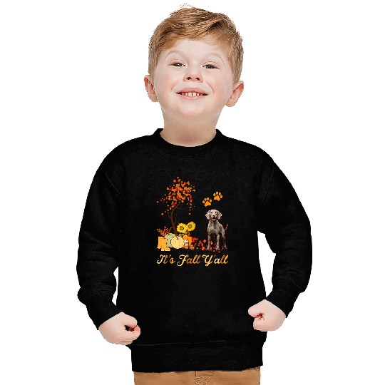 Weimaraner Fall Leaves Autumn Maple Tree Thanksgiving Sweatshirts