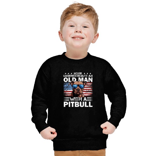 Pitbull Pittie Dog Breed Never Underestimate an Old Man Sweatshirts