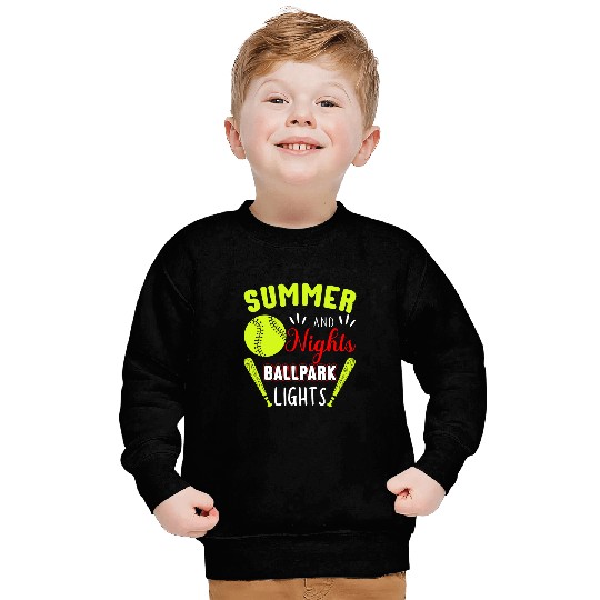 Summer Nights Ballpark Lights Softball Sweatshirts