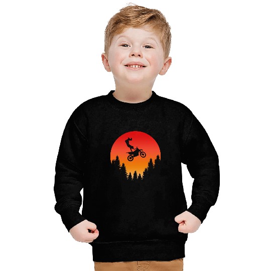 Motorcyclist and Retro Sunset Sweatshirts