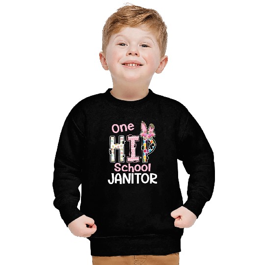 One Hip School Janitor Bunny Leopard School Easter Sweatshirts