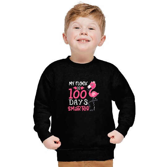 My Flock Is 100 Days Smarter Cute Flamingo Teacher Student Sweatshirts