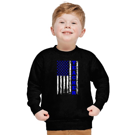 Teacher Distressed vintages US USA American Flag Sweatshirts