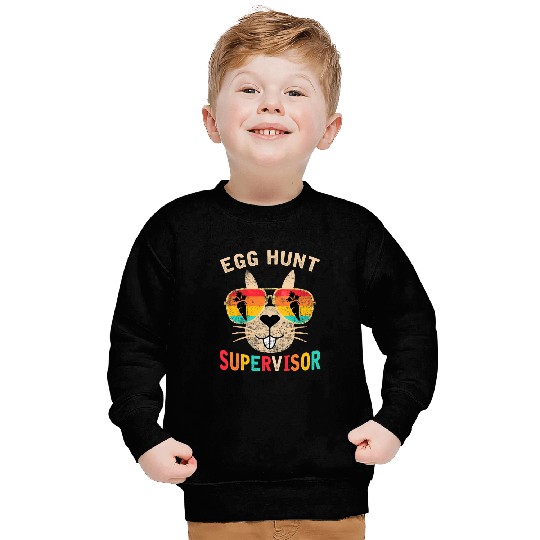 Egg Hunt Supervisor Retro Egg Hunting Party Mom Dad Easter Sweatshirts