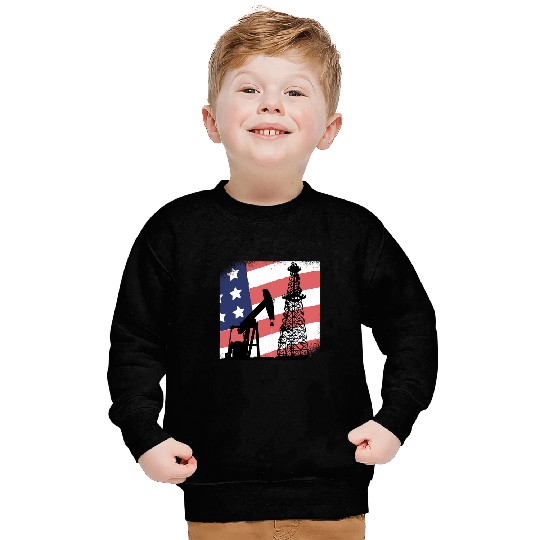 Oil Rig Oilfield US Flag Roughneck Sweatshirts