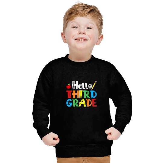 Hello Third Grade apple pencil Cute 3rd Grade Back To School Sweatshirts