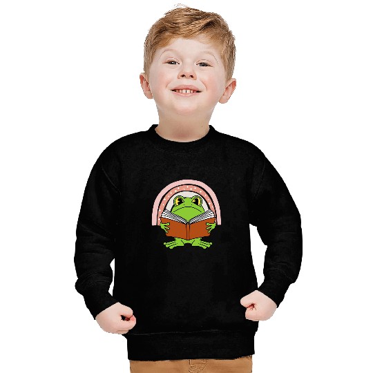 Cottagecore Frog and Book Rainbow Farmcore Sweatshirts