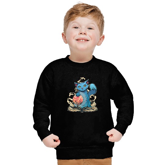 Funny magic cat with magic book and magic ball Sweatshirts