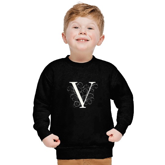 Elegant Flourished V Classic Monogram Design Sweatshirts