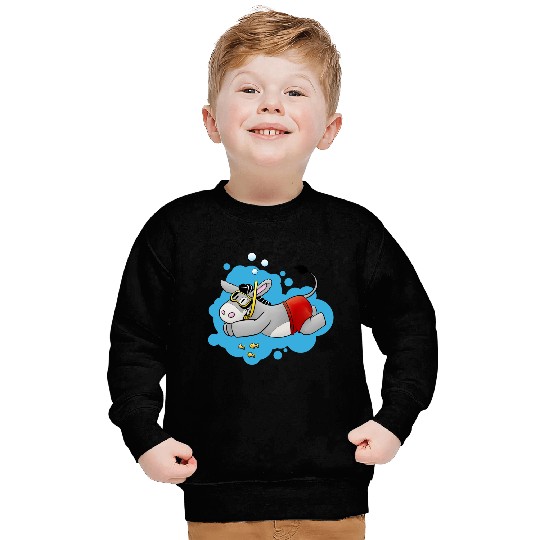 Fluffy donkey swimming Sweatshirts